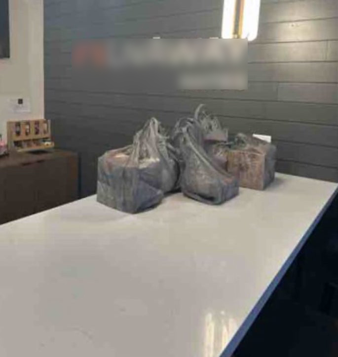 Grocery bags at hotel lobby